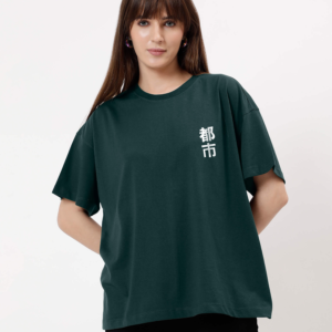 Women Drop Shoulder - DarkGreen  T-Shirt