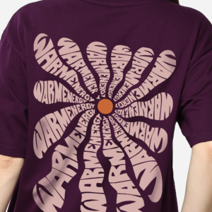 Oversized Women Drop Shoulder T-Shirt - Purple Flower