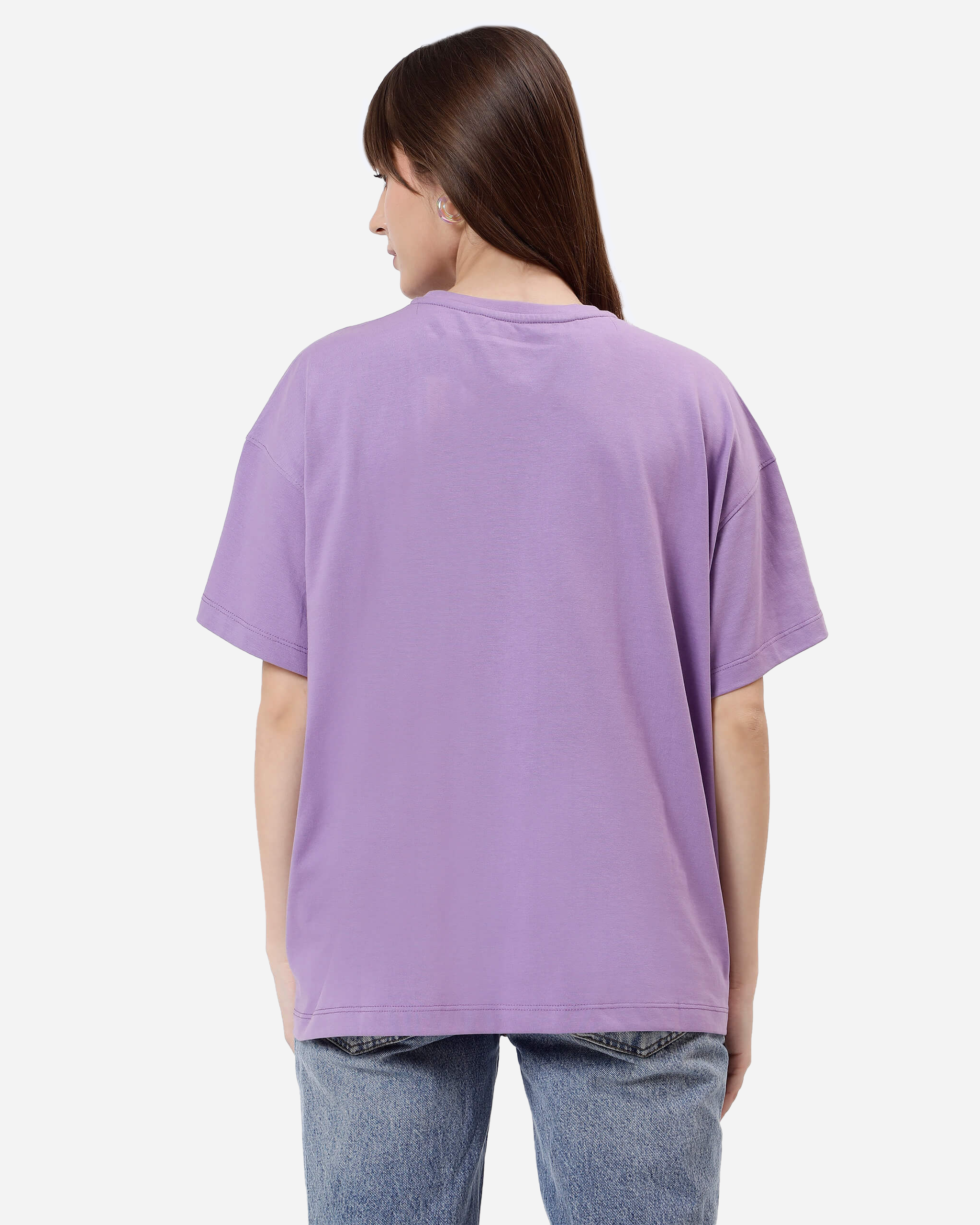 Oversized Women Drop Shoulder T-Shirt - Violet - Image 4