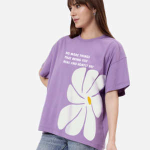 Oversized Women Drop Shoulder T-Shirt - Violet