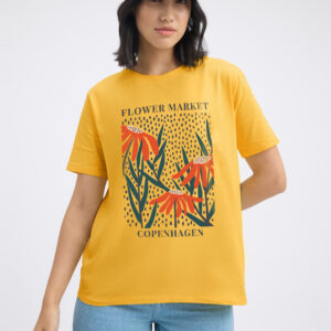 Women Crop Drop Shoulder T-Shirt - Yellow