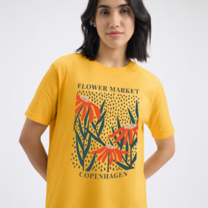 Women Half Sleeve T-Shirt  - Yellow