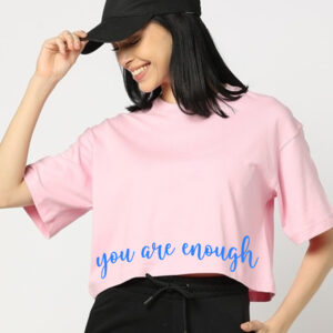 Women Crop Drop Shoulder T-Shirt - Baby Pink